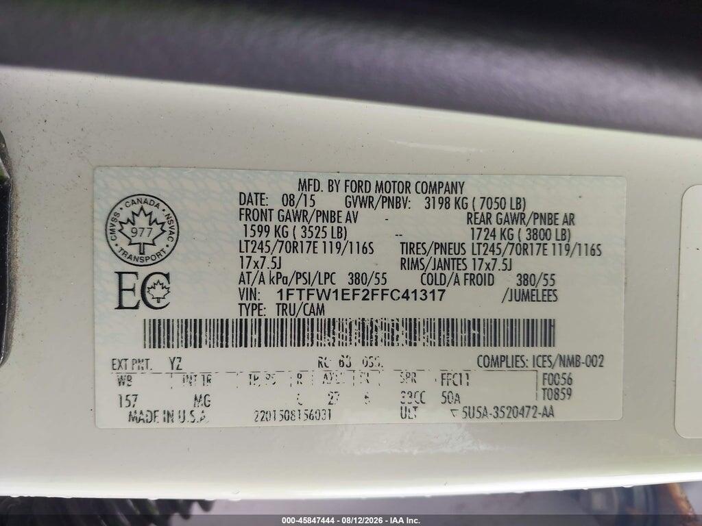 1FTFW1EF2FFC41317 2015 FORD F-150 photo no. 9