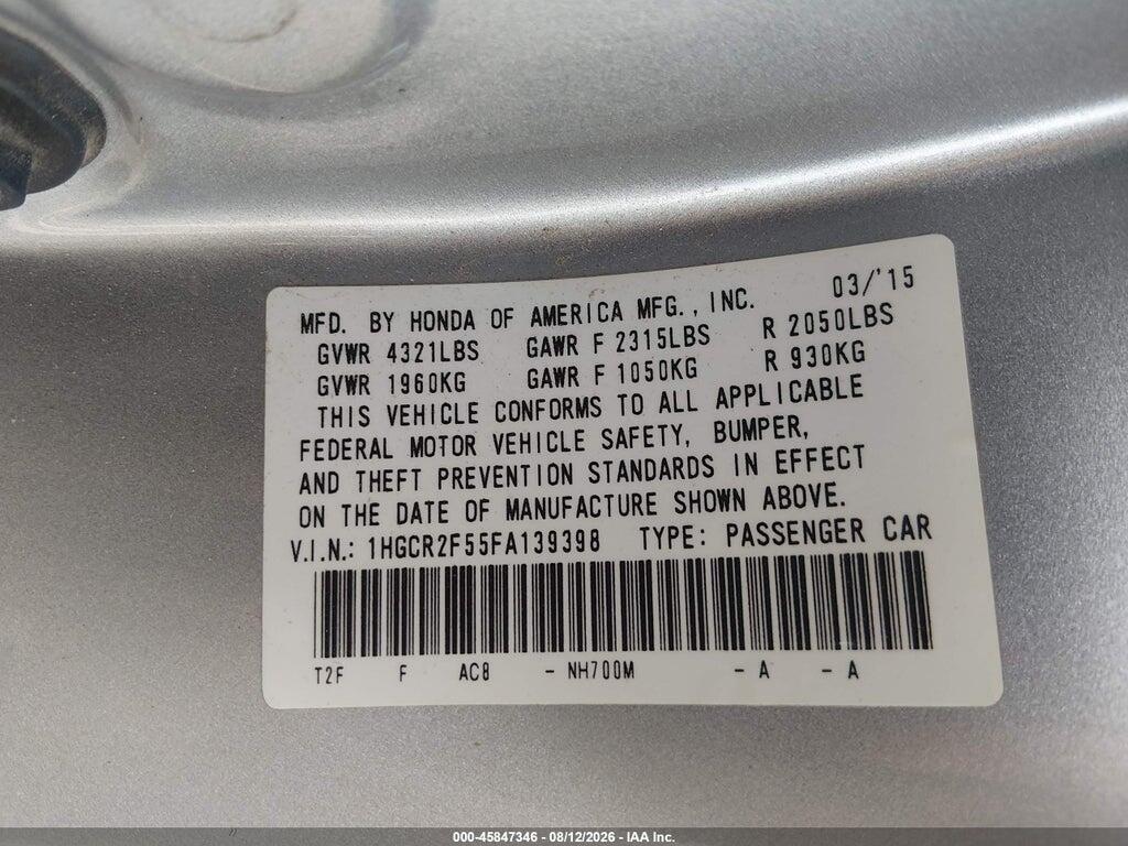 1HGCR2F55FA139398 2015 HONDA ACCORD photo no. 9