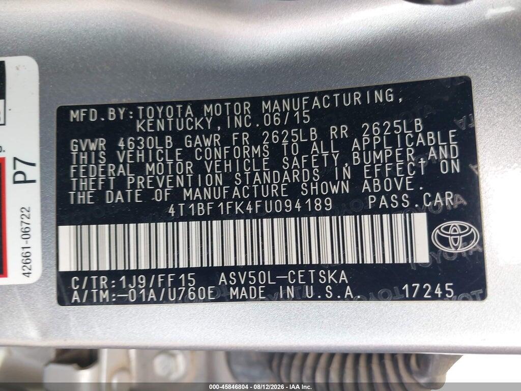 4T1BF1FK4FU094189 2015 TOYOTA CAMRY photo no. 9