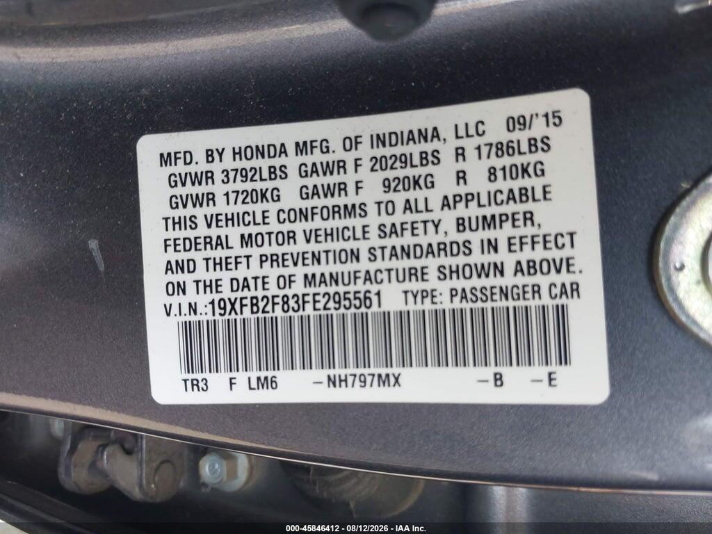 19XFB2F83FE295561 2015 HONDA CIVIC photo no. 9