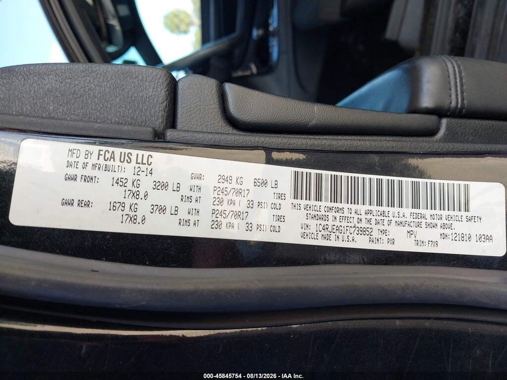 1C4RJEAG1FC739852 2015 JEEP GRAND CHEROKEE photo no. 9