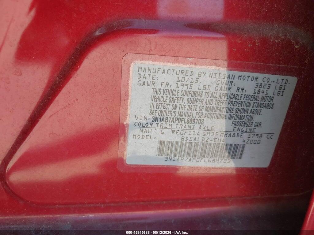 3N1AB7AP0FL689703 2015 NISSAN SENTRA photo no. 9