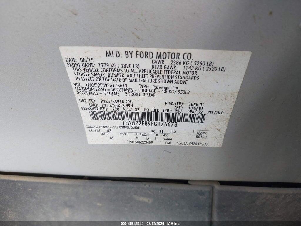 1FAHP2E89FG176673 2015 FORD TAURUS photo no. 9