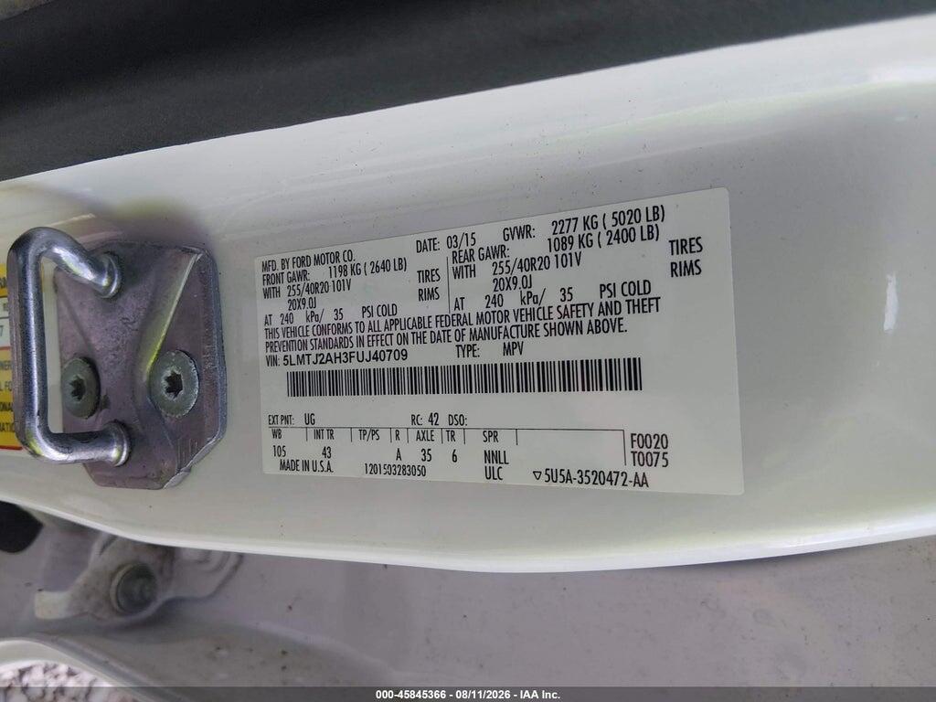 5LMTJ2AH3FUJ40709 2015 LINCOLN MKC photo no. 9