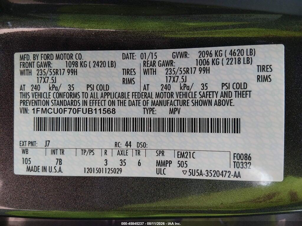 1FMCU0F70FUB11568 2015 FORD ESCAPE photo no. 9