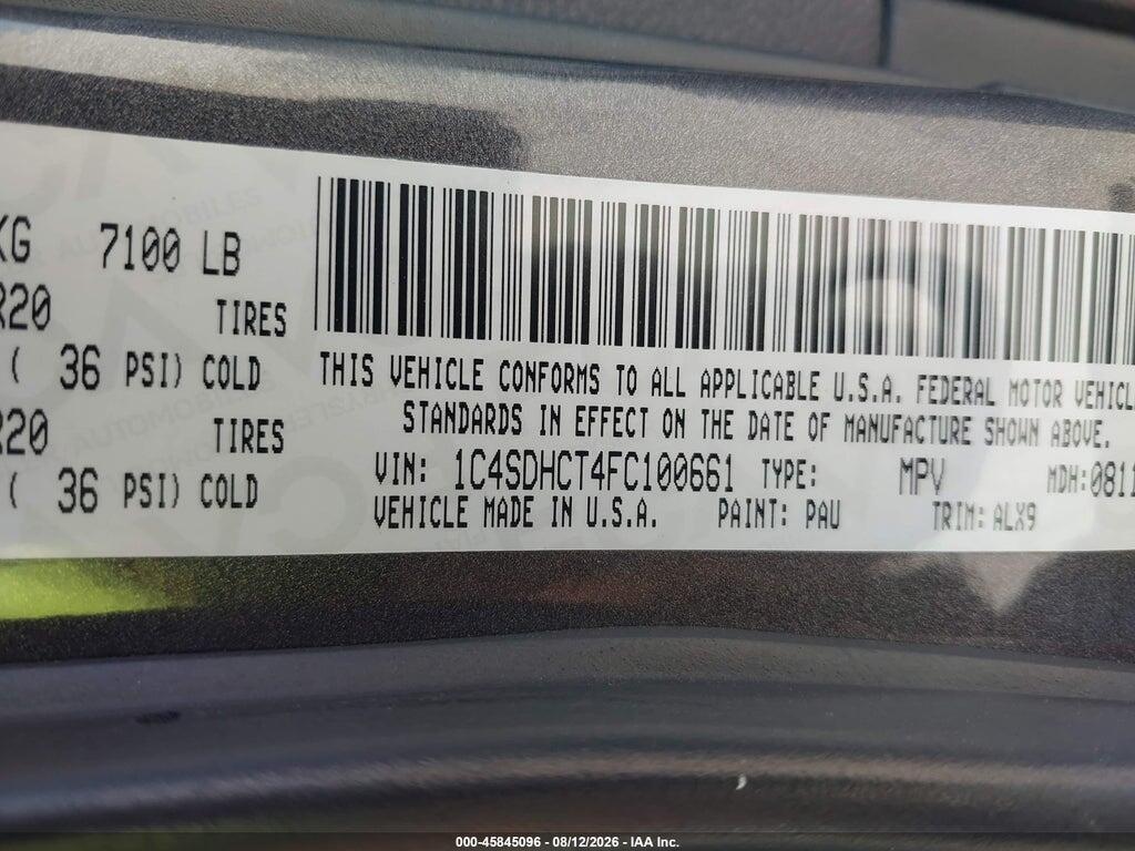 1C4SDHCT4FC100661 2015 DODGE DURANGO photo no. 9