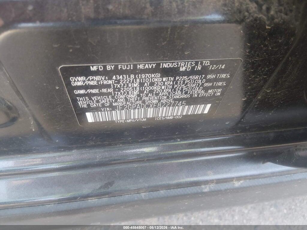 JF2GPADCXF8227745 2015 SUBARU XV CROSSTREK photo no. 9