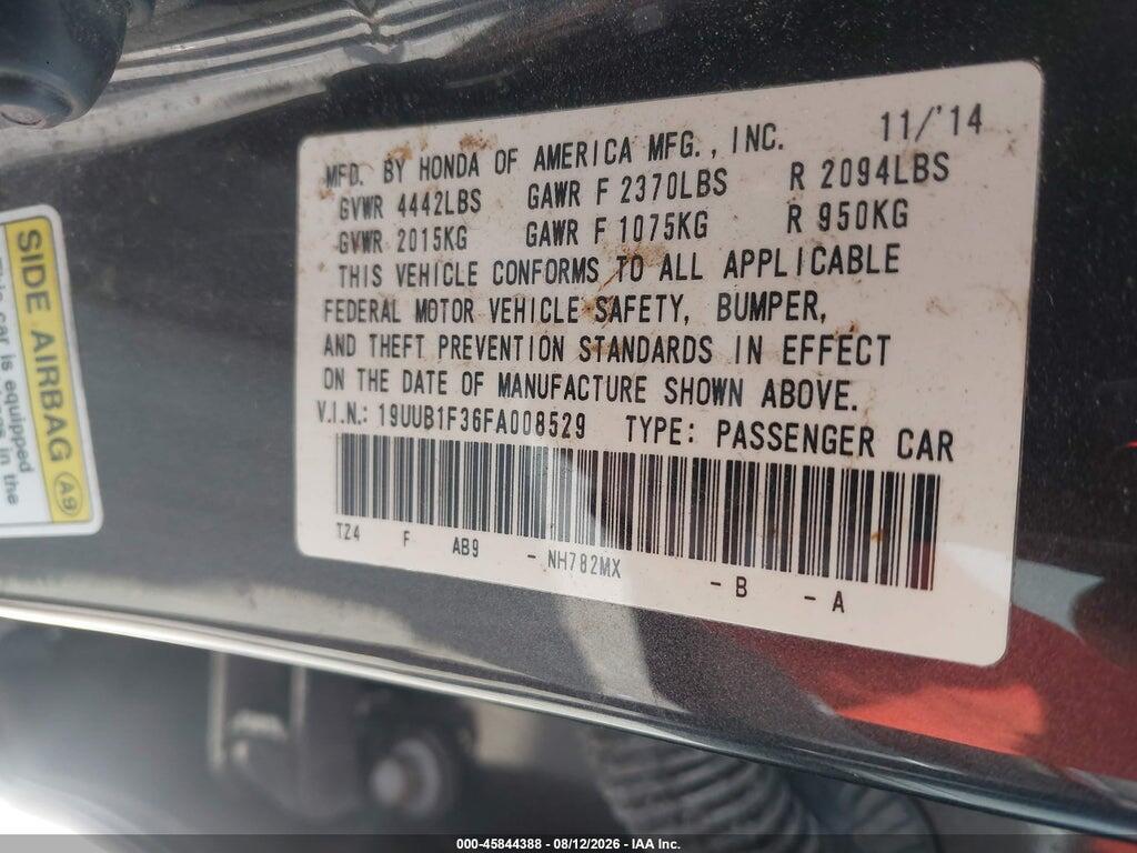 19UUB1F36FA008529 2015 ACURA TLX photo no. 9