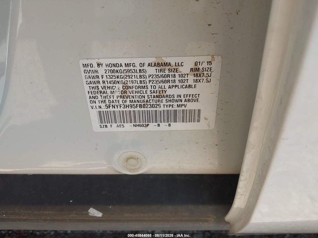5FNYF3H95FB023029 2015 HONDA PILOT photo no. 9