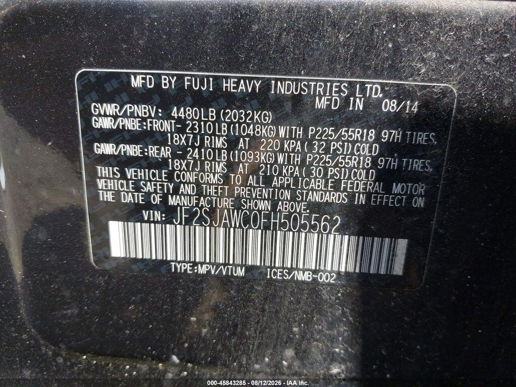 JF2SJAWC0FH505562 2015 SUBARU FORESTER photo no. 9