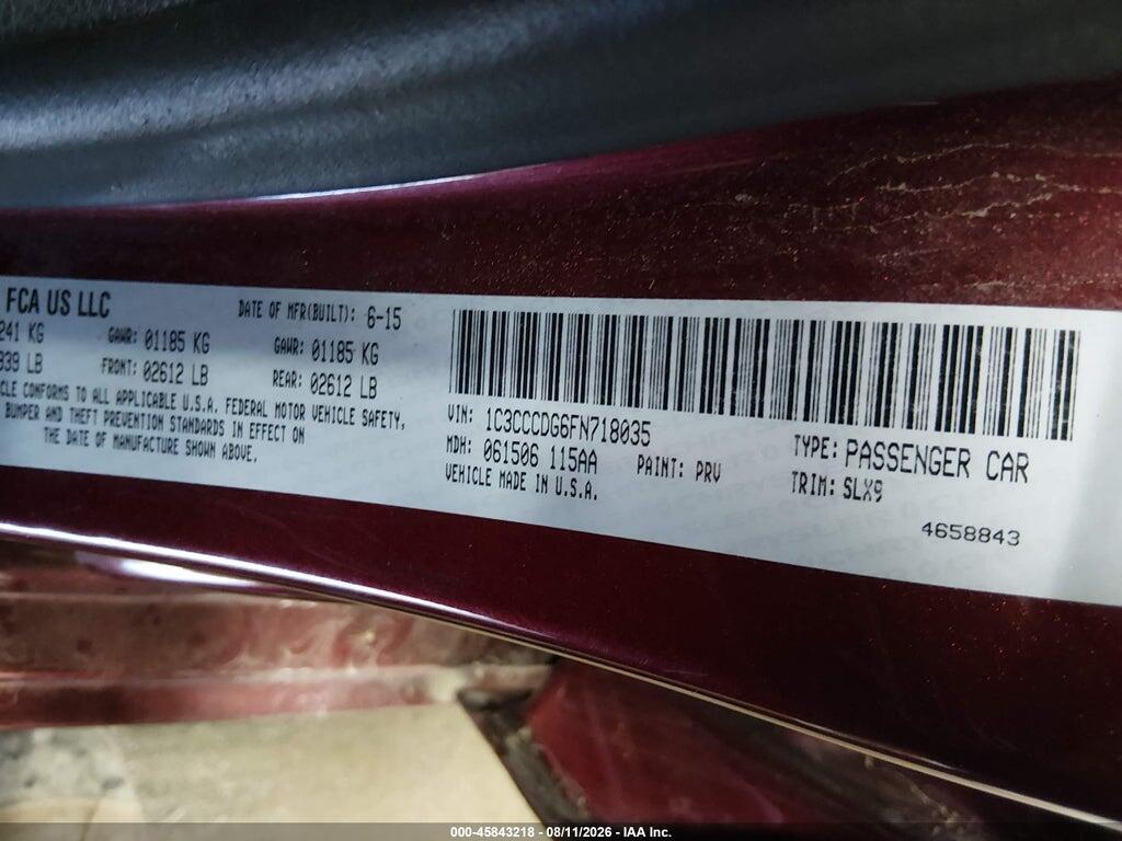1C3CCCDG6FN718035 2015 CHRYSLER 200 photo no. 9