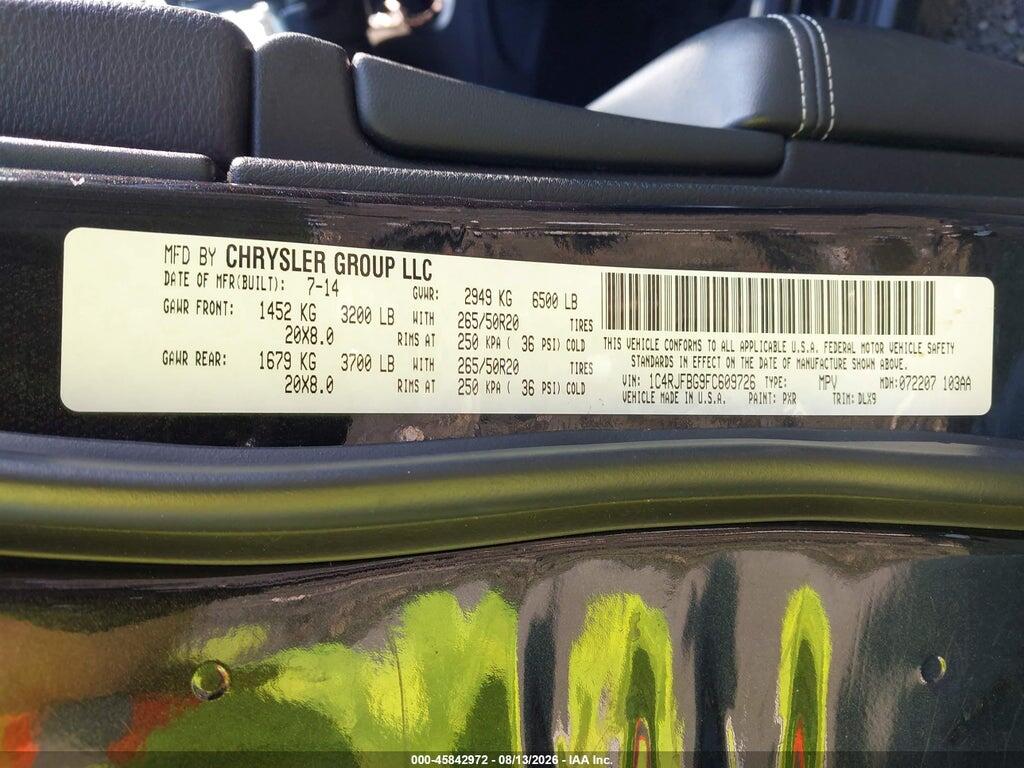 1C4RJFBG9FC609726 2015 JEEP GRAND CHEROKEE photo no. 9