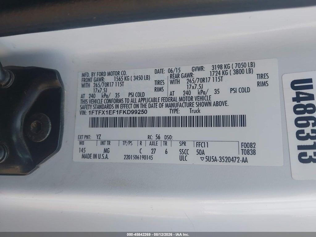 1FTFX1EF1FKD99250 2015 FORD F-150 photo no. 9