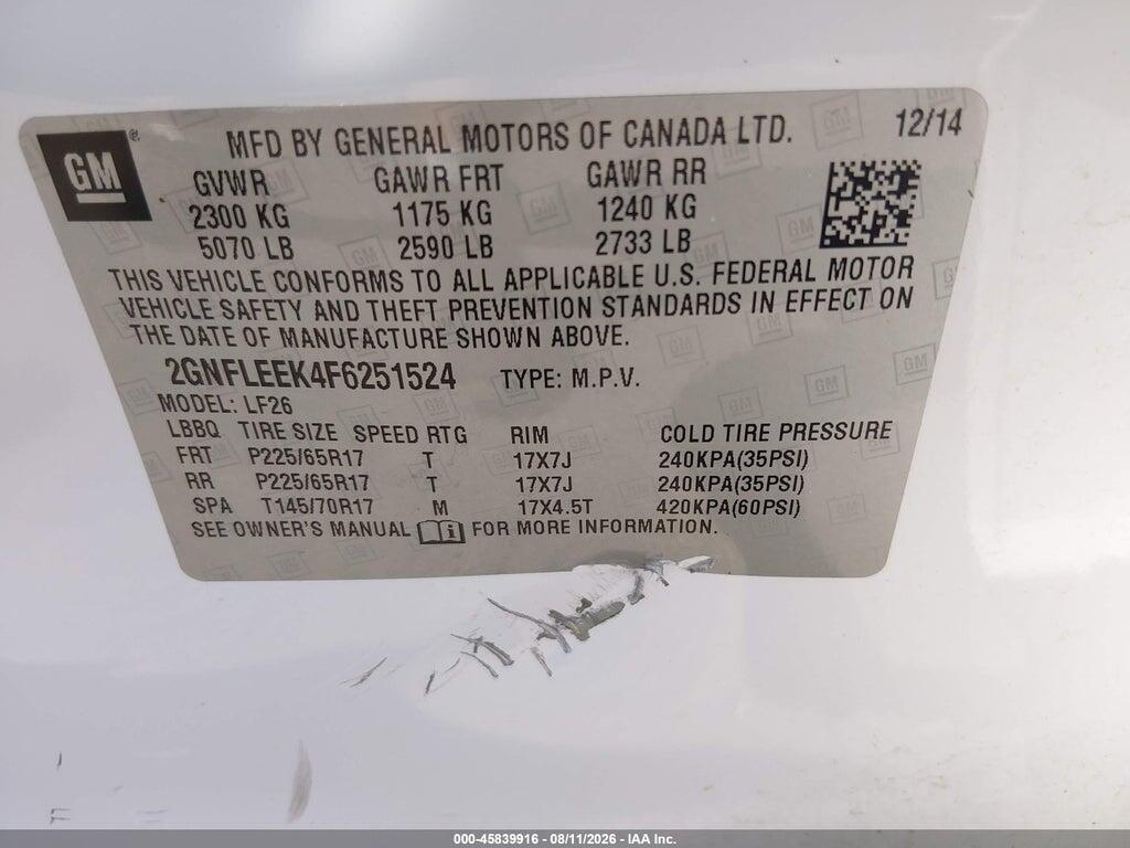 2GNFLEEK4F6251524 2015 CHEVROLET EQUINOX photo no. 9