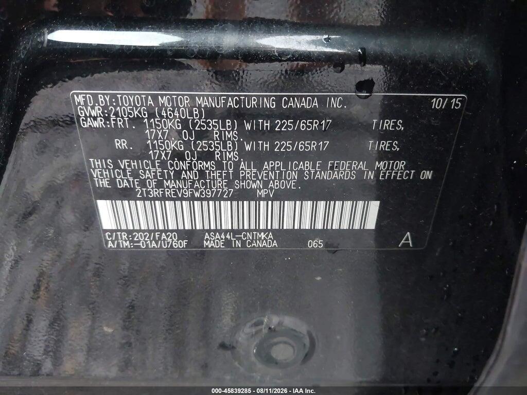 2T3RFREV9FW397727 2015 TOYOTA RAV4 photo no. 9