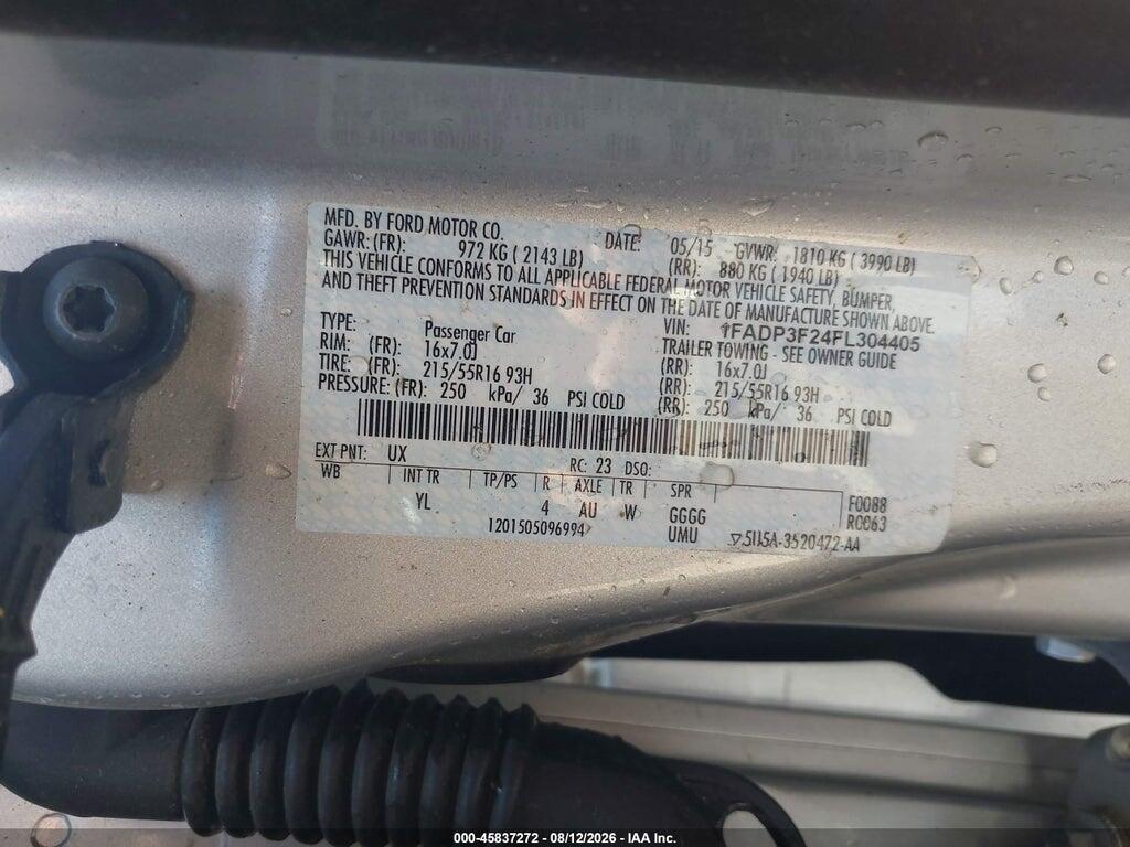 1FADP3F24FL304405 2015 FORD FOCUS photo no. 9