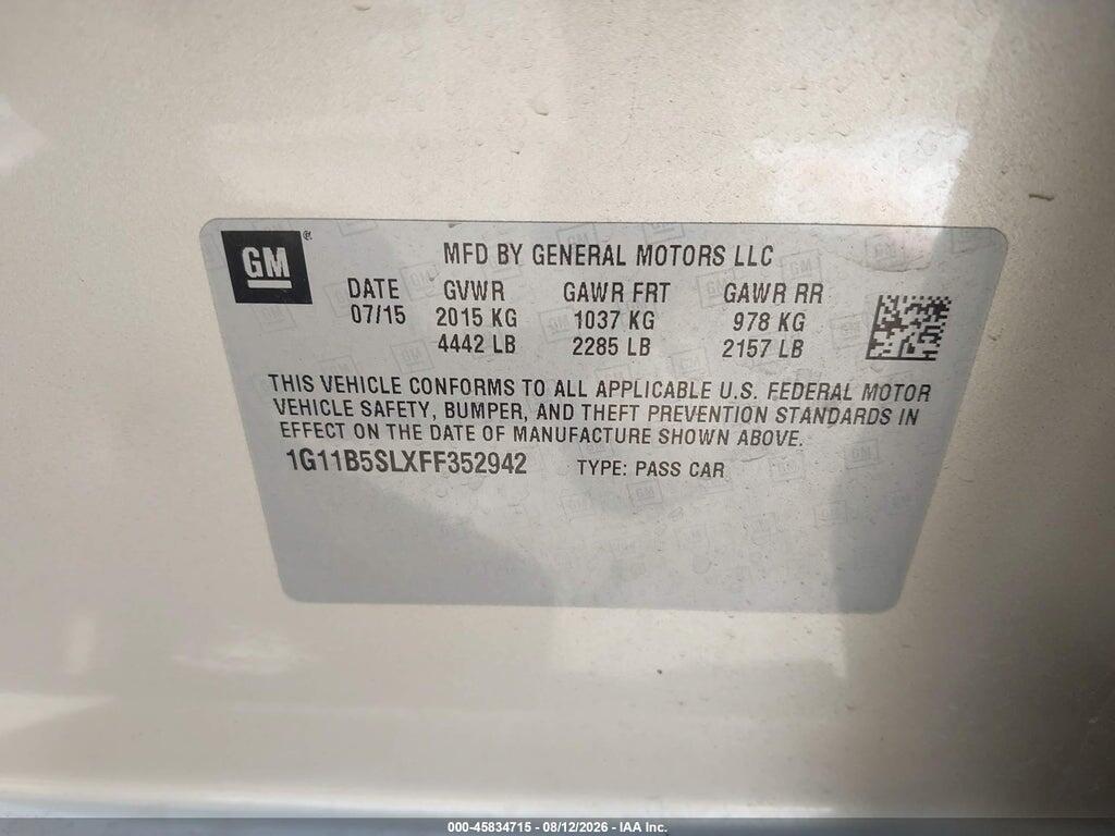 1G11B5SLXFF352942 2015 CHEVROLET MALIBU photo no. 9