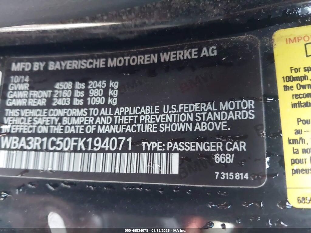 WBA3R1C50FK194071 2015 BMW 435I photo no. 9