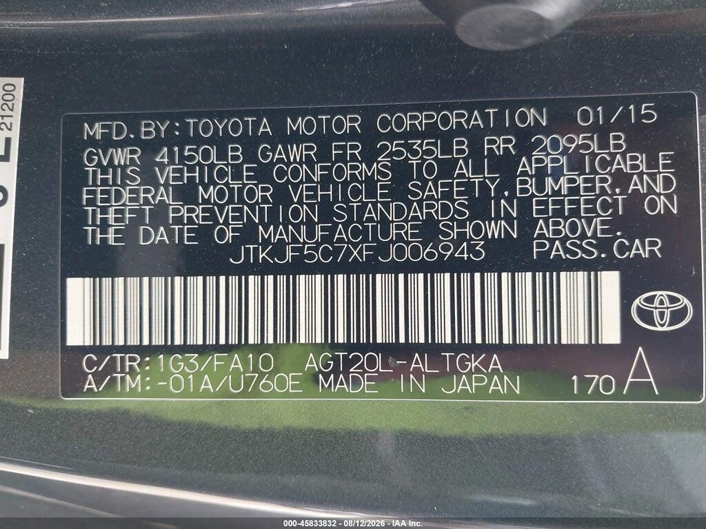 JTKJF5C7XFJ006943 2015 SCION TC photo no. 9