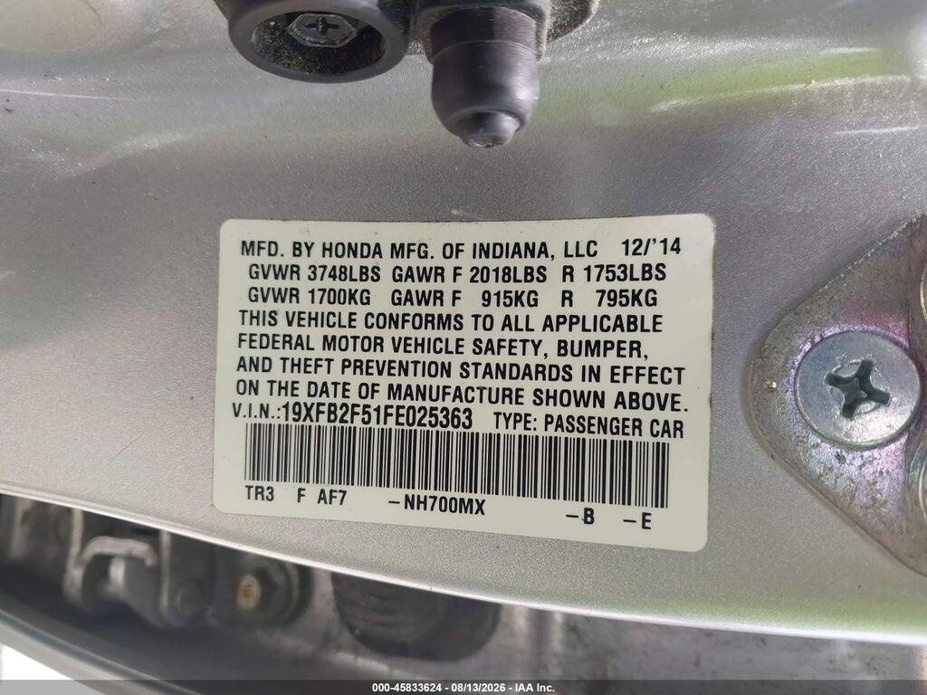 19XFB2F51FE025363 2015 HONDA CIVIC photo no. 9