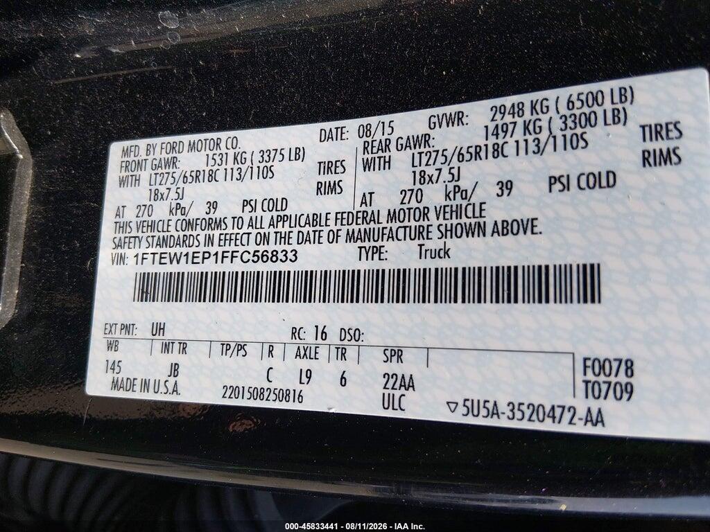 1FTEW1EP1FFC56833 2015 FORD F-150 photo no. 9