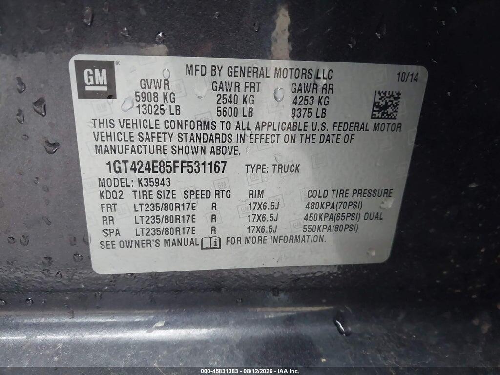 1GT424E85FF531167 2015 GMC SIERRA 3500HD AVAILABLE WIFI photo no. 8