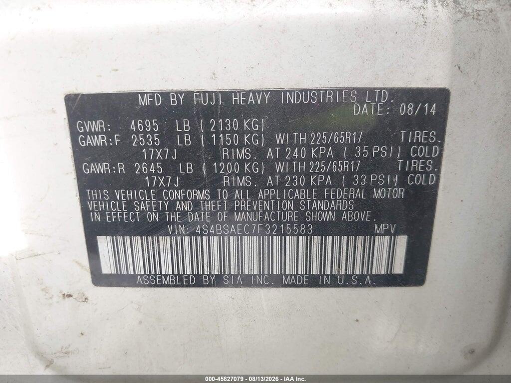 4S4BSAEC7F3215583 2015 SUBARU OUTBACK photo no. 9
