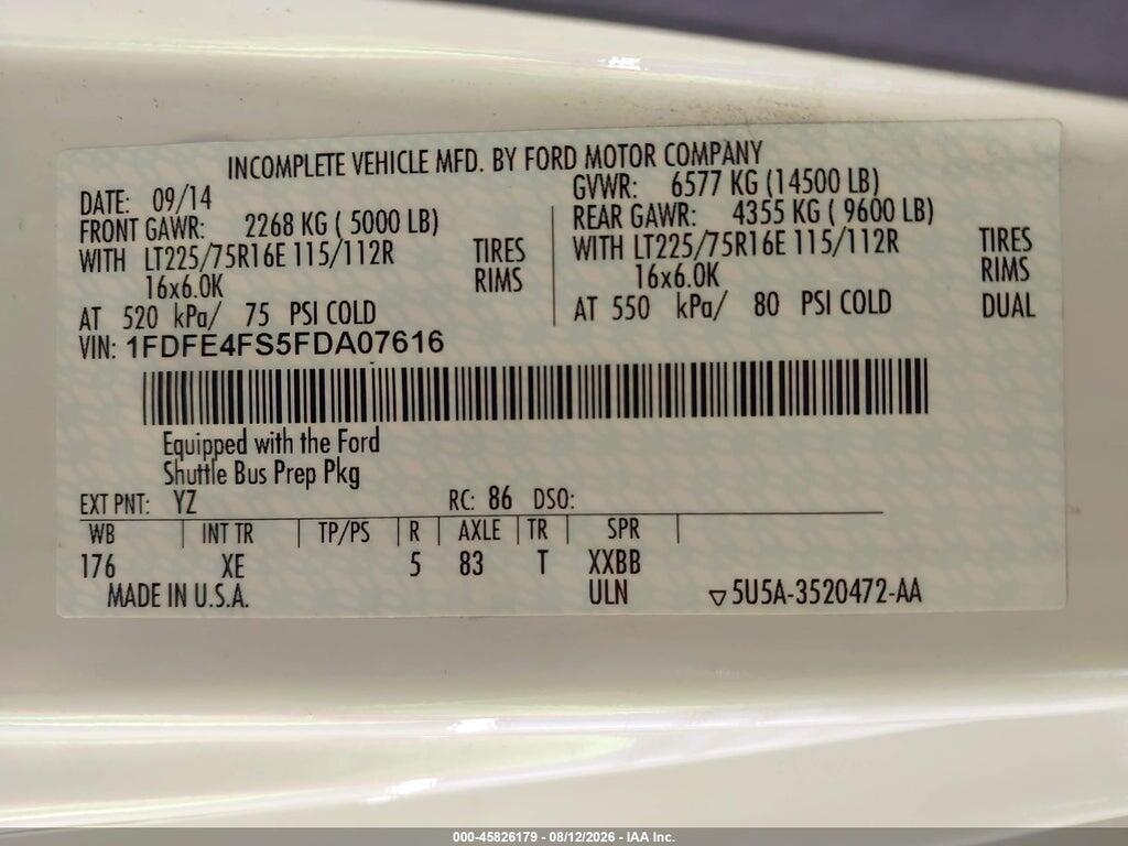 1FDFE4FS5FDA07616 2015 FORD E-450 CUTAWAY photo no. 8