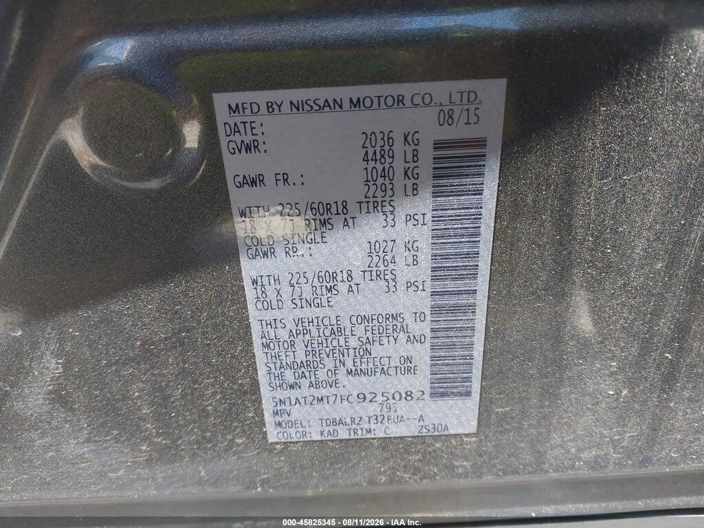 5N1AT2MT7FC925082 2015 NISSAN ROGUE photo no. 9
