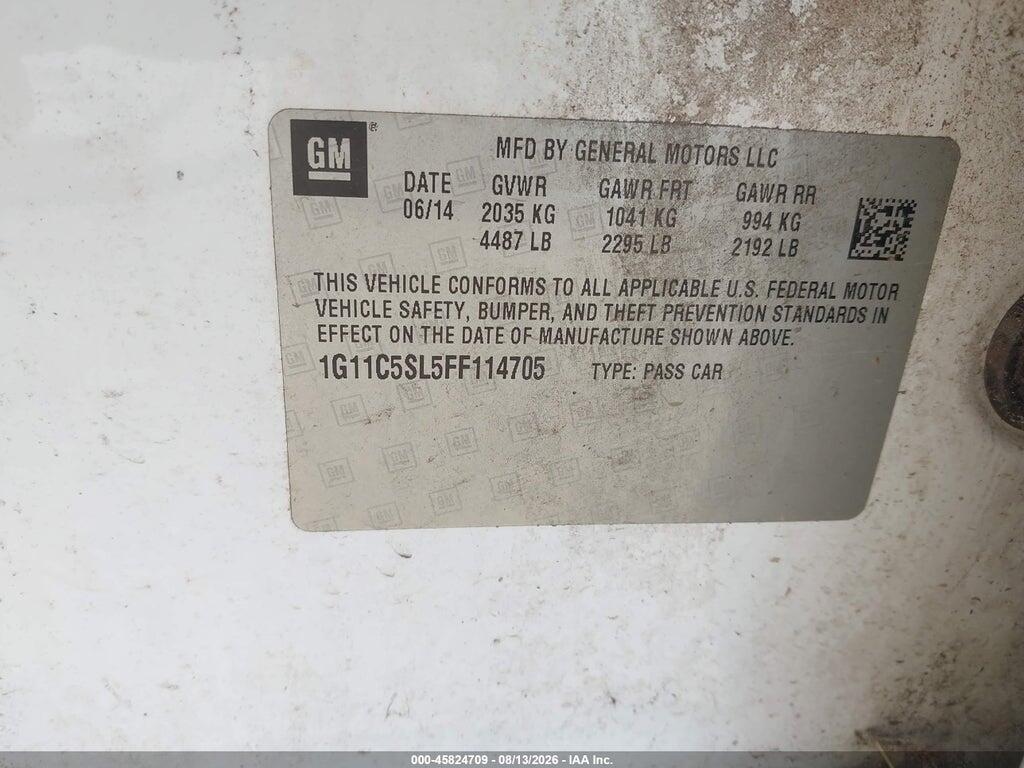 1G11C5SL5FF114705 2015 CHEVROLET MALIBU photo no. 9