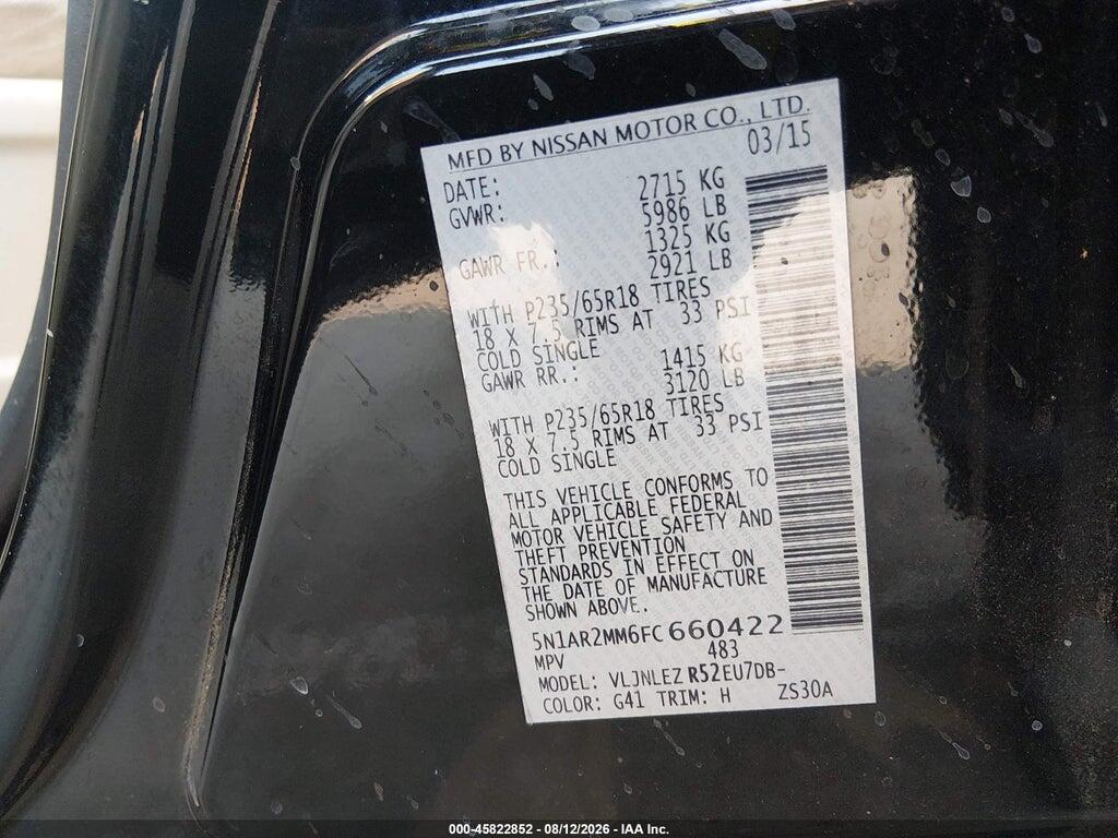 5N1AR2MM6FC660422 2015 NISSAN PATHFINDER photo no. 9