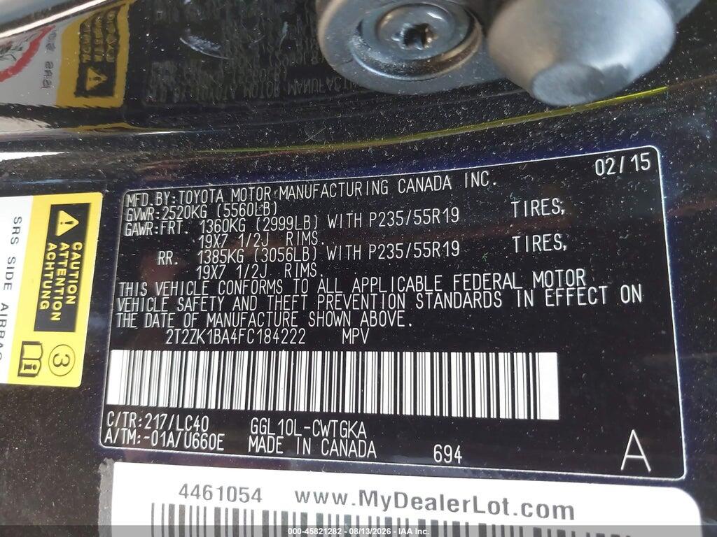 2T2ZK1BA4FC184222 2015 LEXUS RX 350 photo no. 9