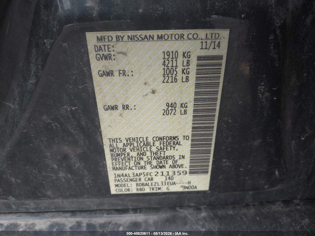 1N4AL3AP5FC211359 2015 NISSAN ALTIMA photo no. 9