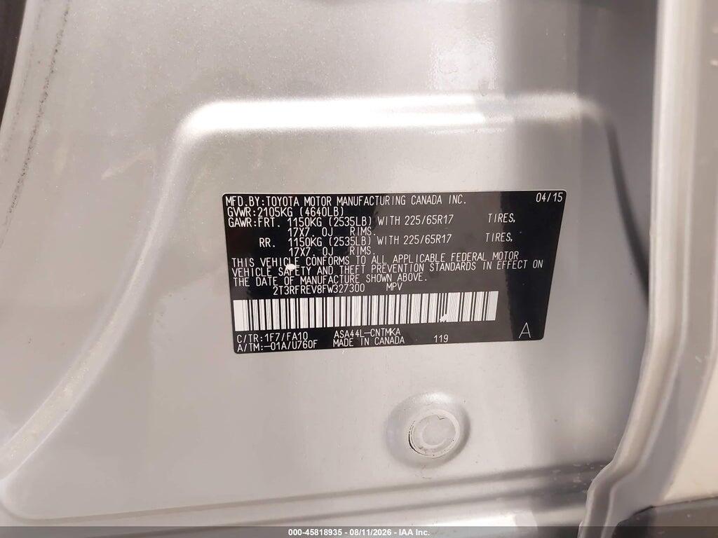 2T3RFREV8FW327300 2015 TOYOTA RAV4 photo no. 7