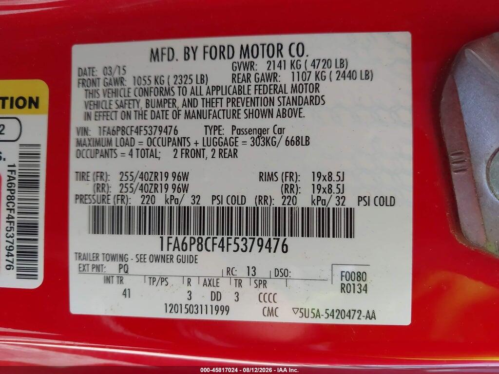1FA6P8CF4F5379476 2015 FORD MUSTANG photo no. 9