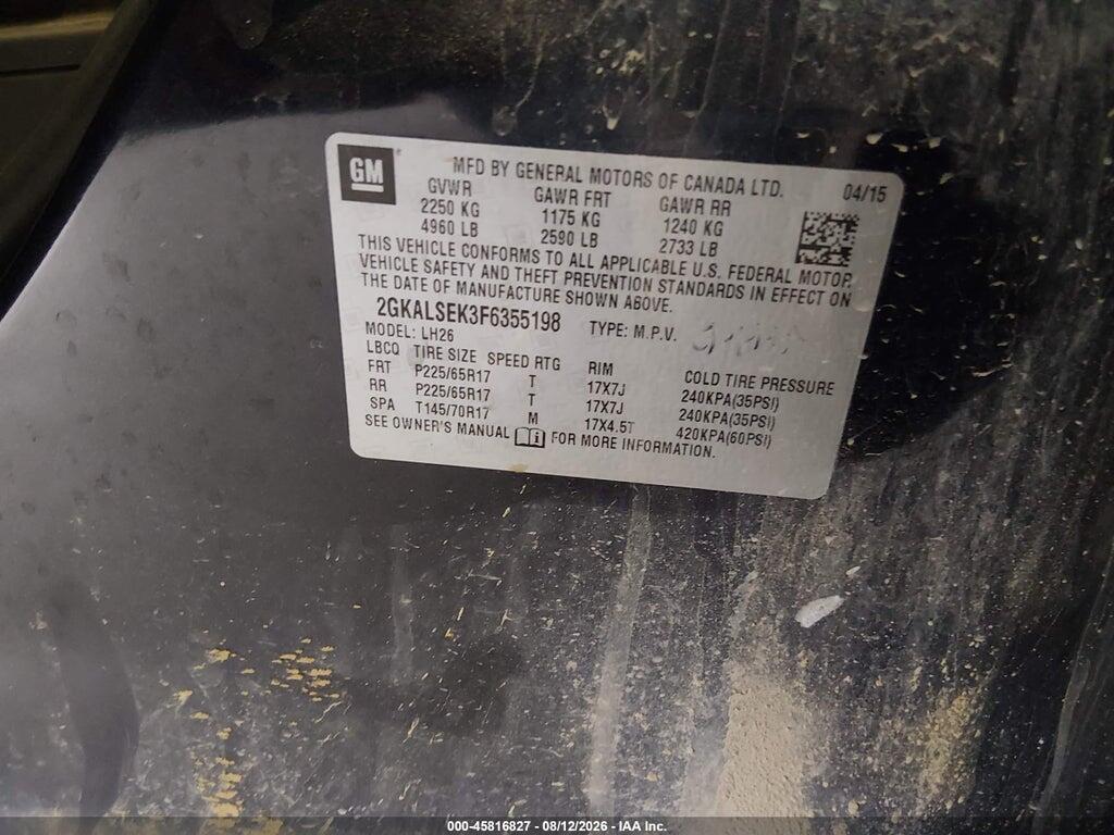 2GKALSEK3F6355198 2015 GMC TERRAIN photo no. 9
