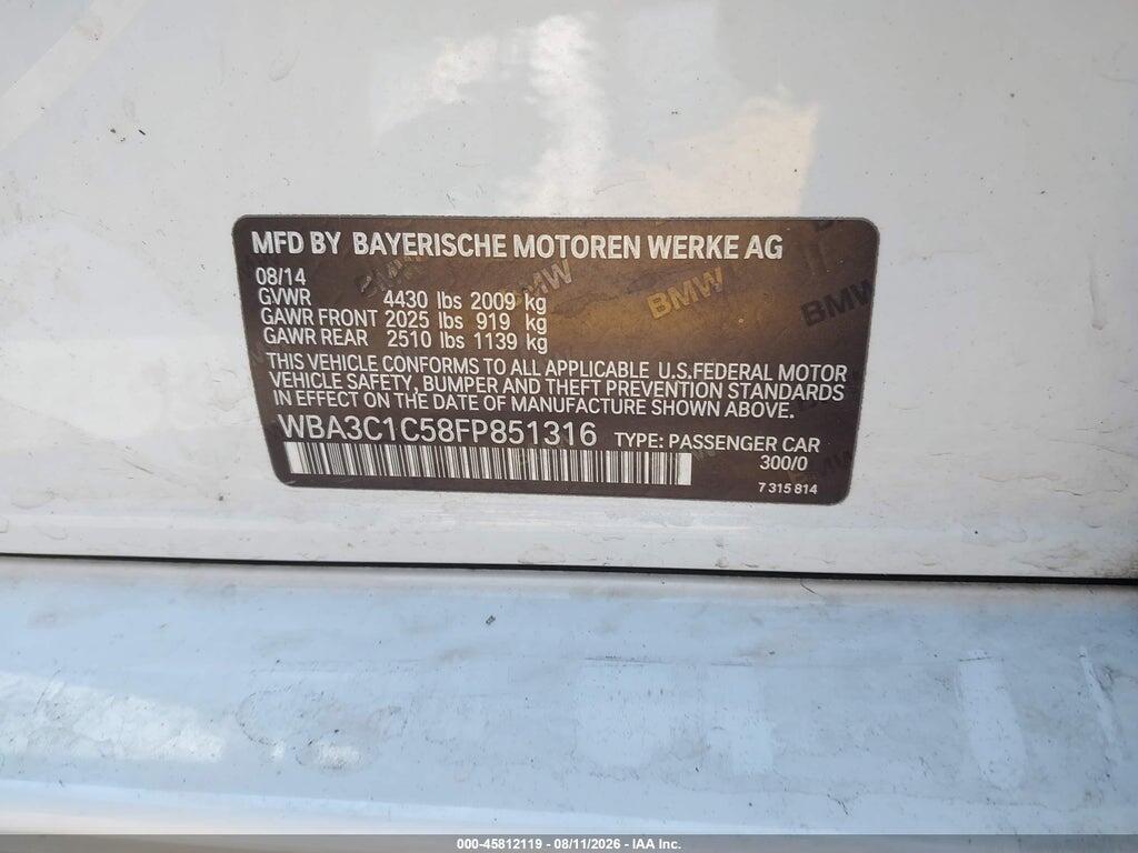 WBA3C1C58FP851316 2015 BMW 328I photo no. 9