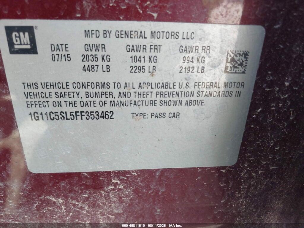 1G11C5SL5FF353462 2015 CHEVROLET MALIBU photo no. 9