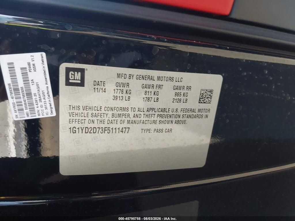 1G1YD2D73F5111477 2015 CHEVROLET CORVETTE photo no. 9
