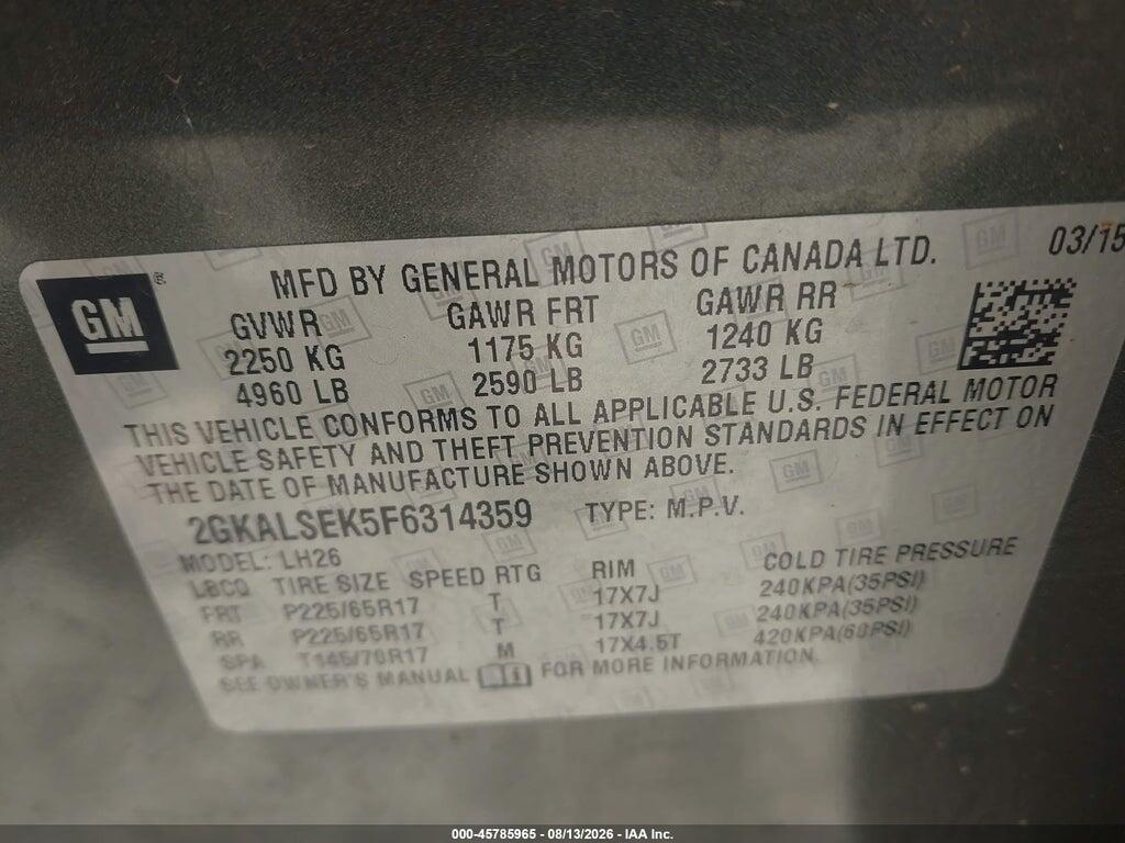 2GKALSEK5F6314359 2015 GMC TERRAIN photo no. 9