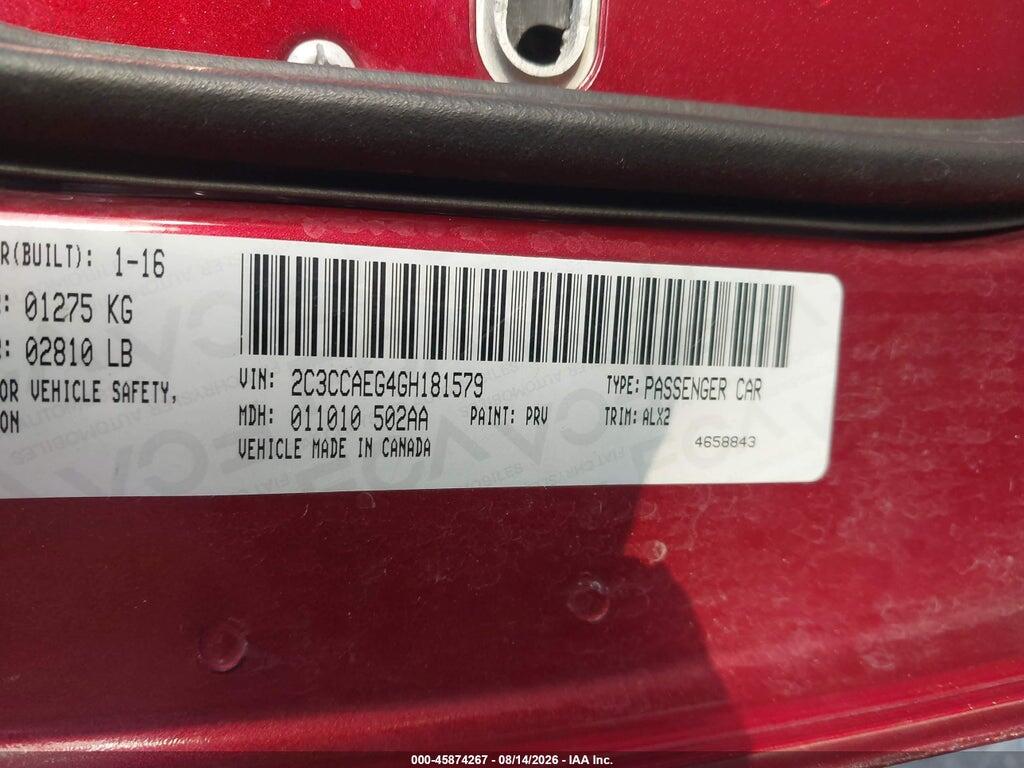 2C3CCAEG4GH181579 2016 CHRYSLER 300C photo no. 9
