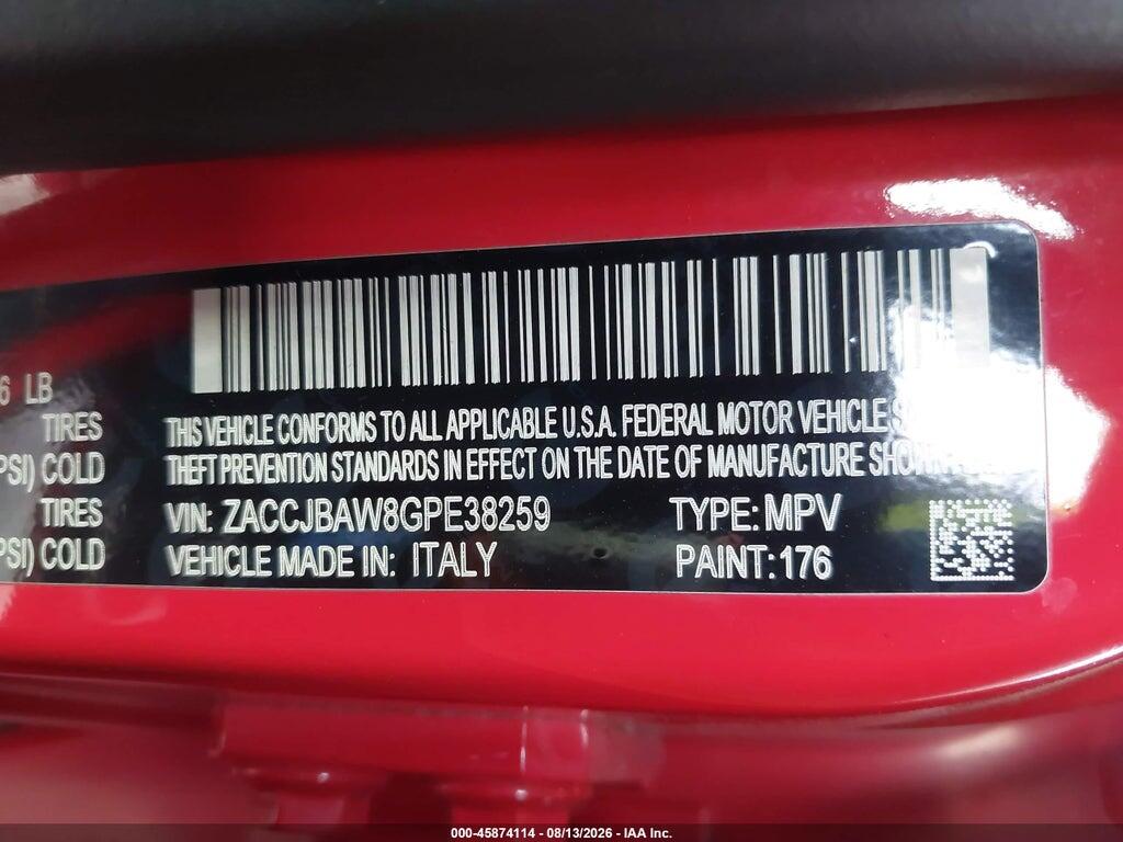 ZACCJBAW8GPE38259 2016 JEEP RENEGADE photo no. 9