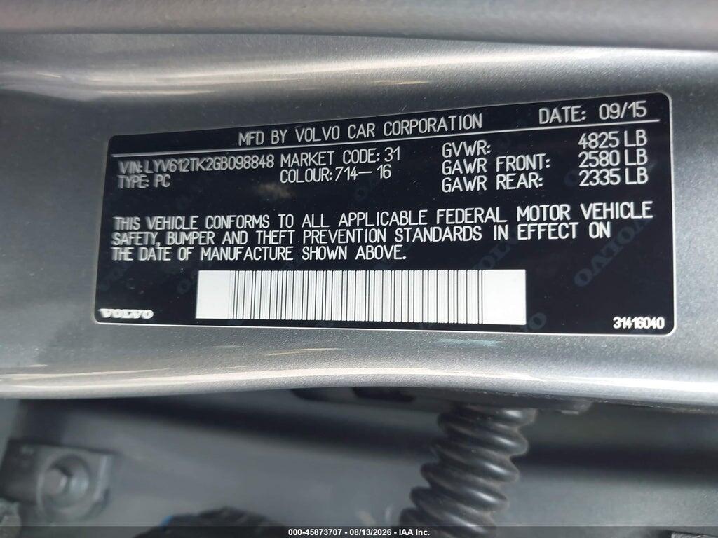 LYV612TK2GB098848 2016 VOLVO S60 INSCRIPTION photo no. 9