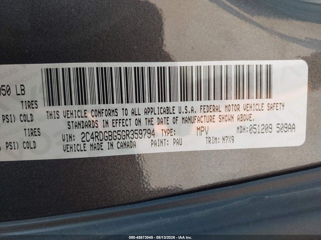 2C4RDGBG5GR359794 2016 DODGE GRAND CARAVAN photo no. 9