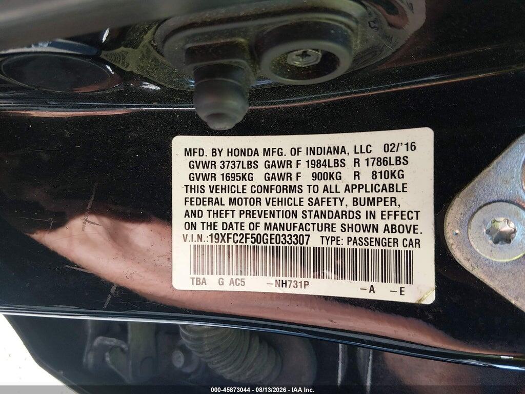 19XFC2F50GE033307 2016 HONDA CIVIC photo no. 9