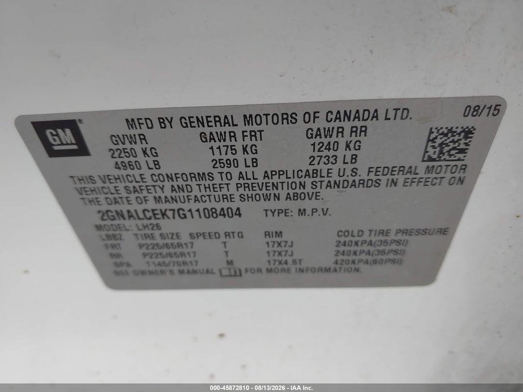2GNALCEK7G1108404 2016 CHEVROLET EQUINOX photo no. 9