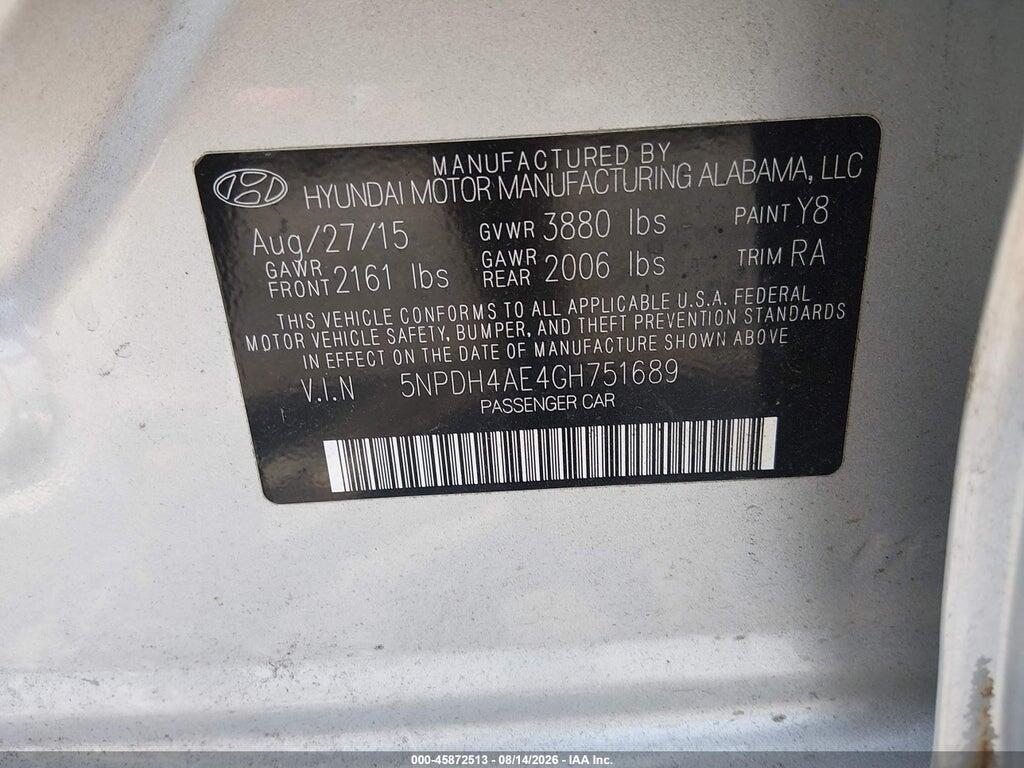 5NPDH4AE4GH751689 2016 HYUNDAI ELANTRA photo no. 9