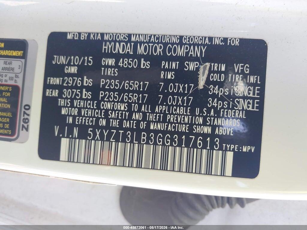5XYZT3LB3GG317613 2016 HYUNDAI SANTA FE SPORT photo no. 9