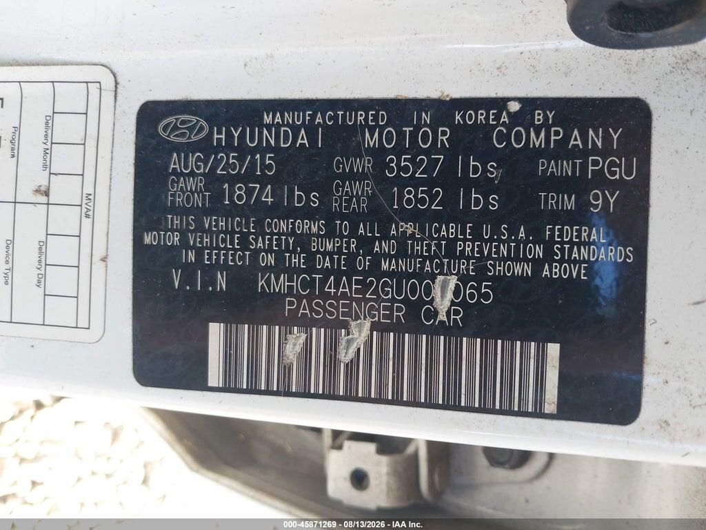 KMHCT4AE2GU003065 2016 HYUNDAI ACCENT photo no. 9
