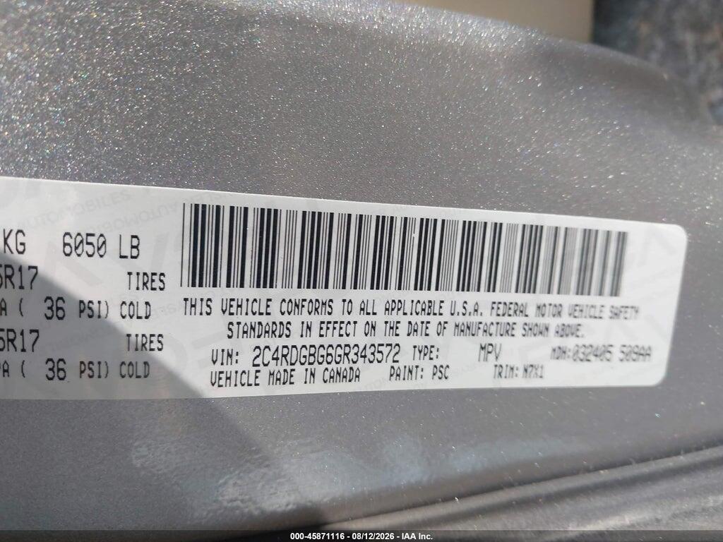 2C4RDGBG6GR343572 2016 DODGE GRAND CARAVAN photo no. 9